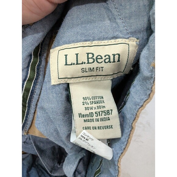 LL Bean Mens Khaki Stretch Slim Fit Size 30X30 - Picture 4 of 4